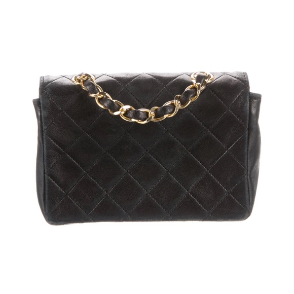 CHANEL BLACK LAMBSKIN MINI QUILTED FLAP BAG (CIRCA 1990) - Picture 3 of 9